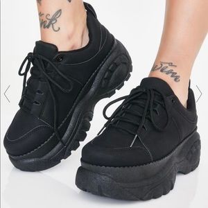 NIB Bamboo Dolls Kill devious for the weekend black platform sneakers size 10